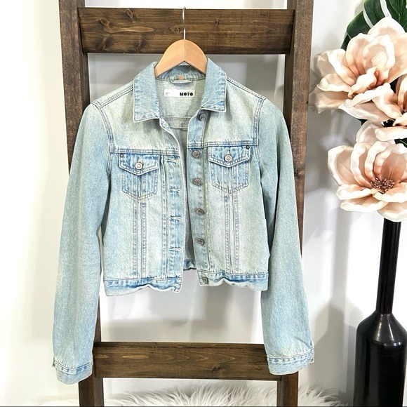 Topshop Jackets & Blazers - TopShop cropped Moto jean jacket sz 6